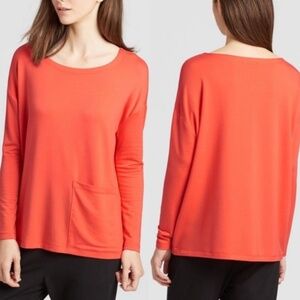 NWT Eileen Fisher Tencel Terry Ballet Neck Single Pocket Tunic Top Size XXS